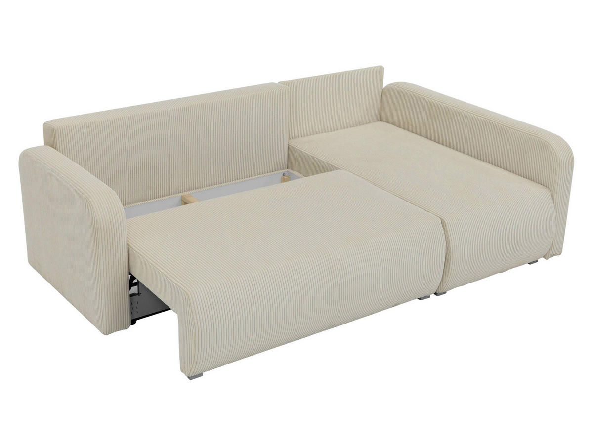 ECKSOFA Viena Cord, Seite: Links - Silberfarben/Naturfarben, Holz/Kunststoff (234/145cm) - MIRJAN24