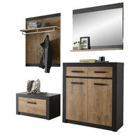 GARDEROBENKOMBINATION Kastanie grau Fresco, Garderobe Set 4-teilig, 192 x 200 cm - Kastanienfarben/Dunkelgrau, Holzwerkstoff/Kunststoff (192/200/42cm) - Furn.Design