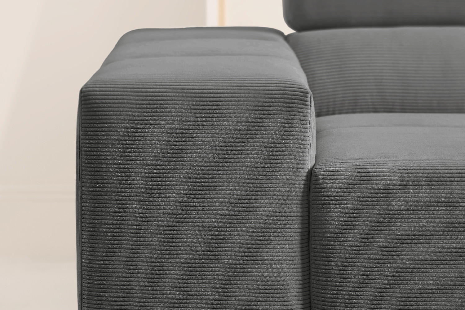 ECKSOFA MIT MOTORISCHEM SITZVORZUG NEVADA Anthrazit Cord - Anthrazit/Schwarz, Kunststoff/Textil (319/215cm) - KAWOLA