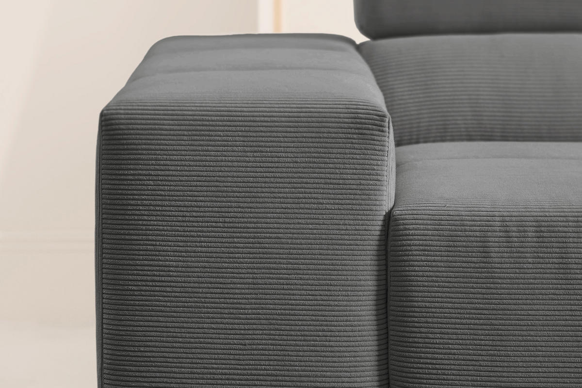 ECKSOFA NEVADA Anthrazit Cord - Anthrazit/Schwarz, Kunststoff/Textil (319/215cm) - KAWOLA
