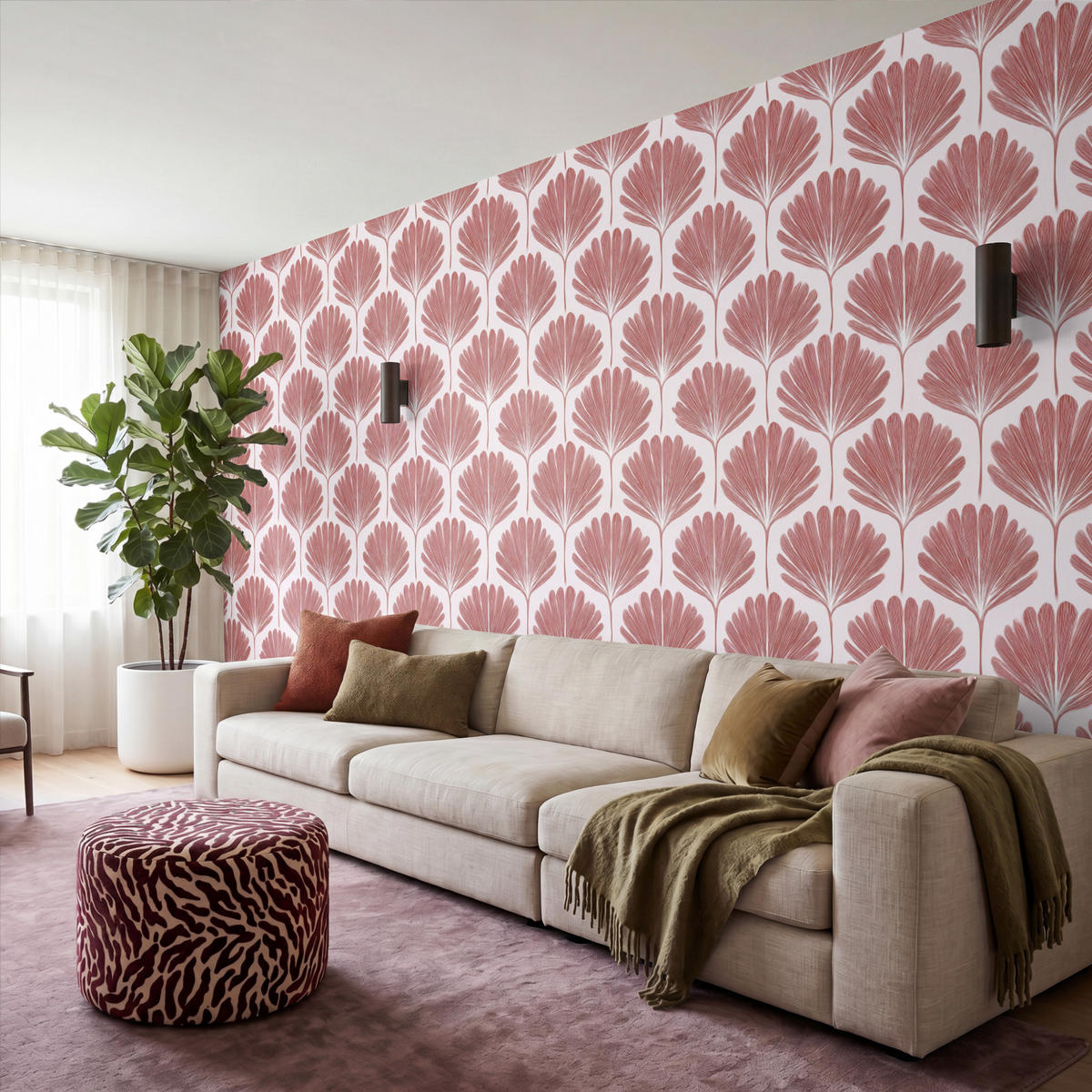 TAPETE - Fächer - Motiv - Terra - 500x240 cm - Rotbraun, Papier (500/240cm) - OnlyWow