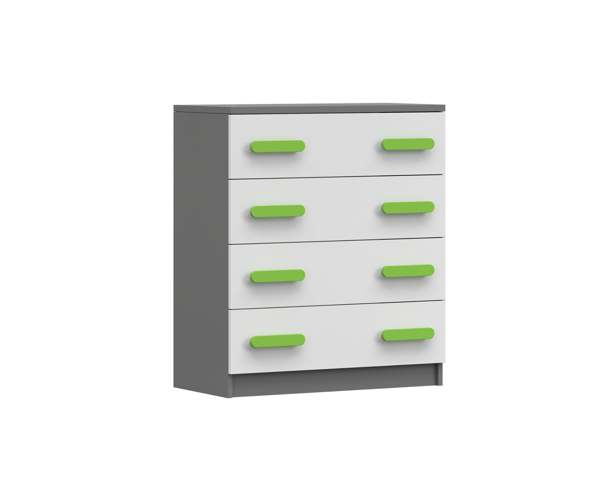 KINDERKOMMODE INGE 02 80/90/40 cm Weiß+Grau/Grün - Weiß/Grau, Holzwerkstoff (80/90/40cm) - Deine Möbel 24