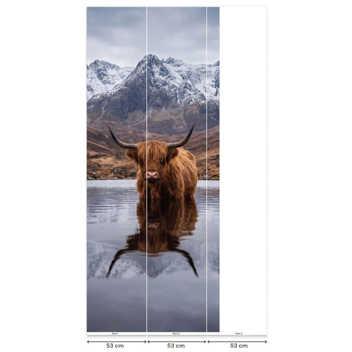 TAPETE - Schottischer Hochländer - Braun - Wasser - 120x300 cm - Braun, Papier (120/300cm) - OnlyWow