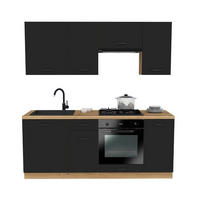 KÜCHENMÖBEL SET Schwarz 200/154/48 - Schwarz, Holzwerkstoff (200/154/48cm) - RAUMHIRSCH FURNITURE