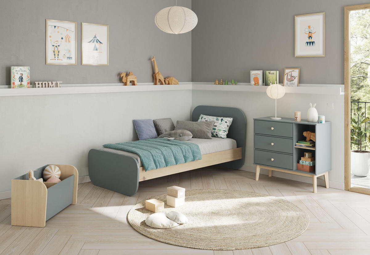 SPIELZEUGKISTE mit 2 offenen Nischen L70 cm 35/70/42 cm - Grün, Holz (35/70cm) - Calicosy