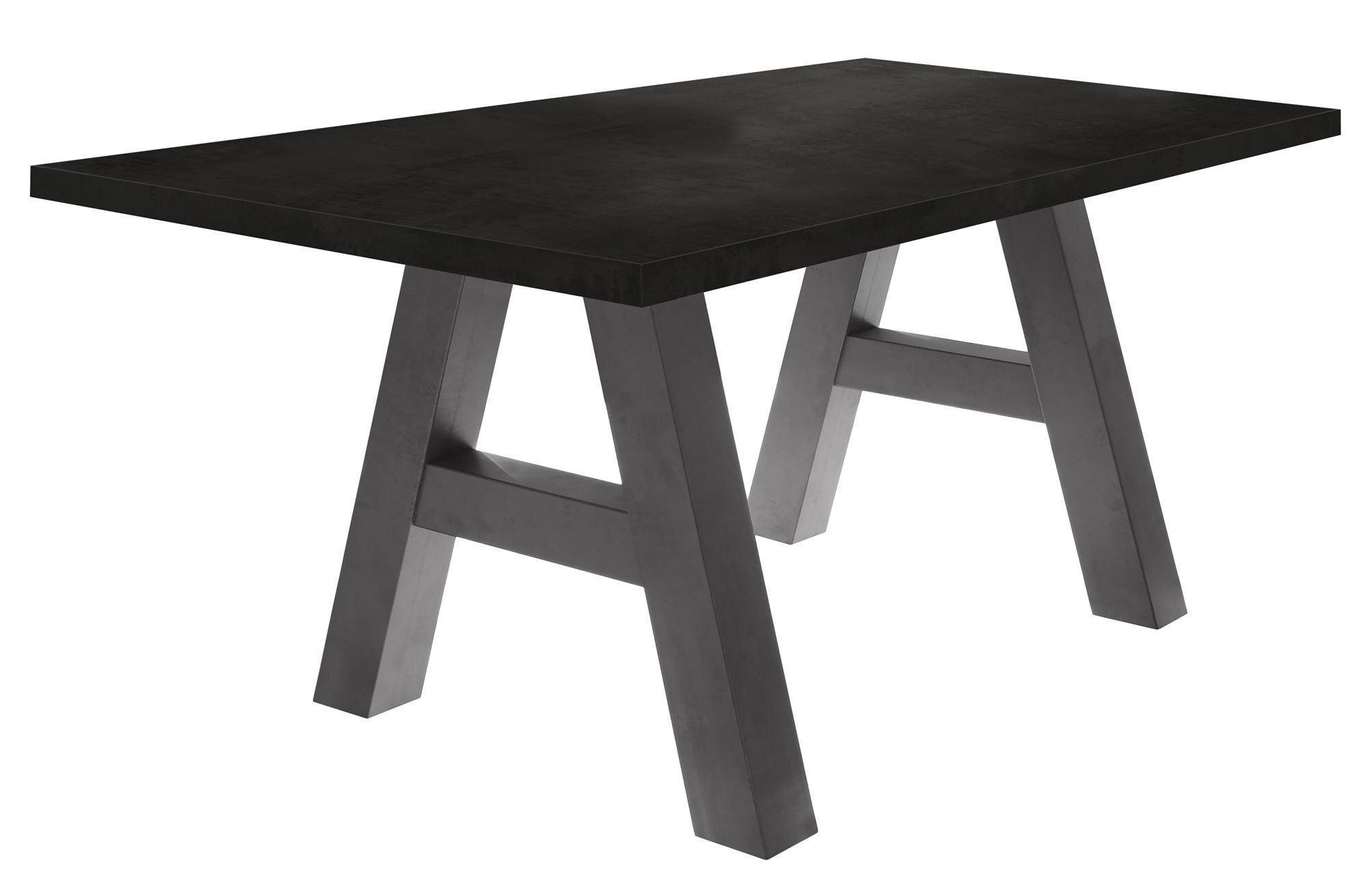 ESSZIMMERTISCH Elia 4 160 x 90 x 75 Esstisch Graphit/Schwarzstahl - Schwarz, Holz (160/90/75cm) - 58aufmkessel