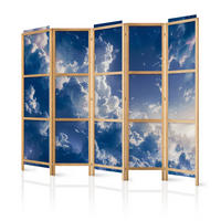PARAVENT Japanischer 5-tlg 225x172 cm Abendhimmel - Blau, Holz/Textil (225/172/3cm) - Muralo