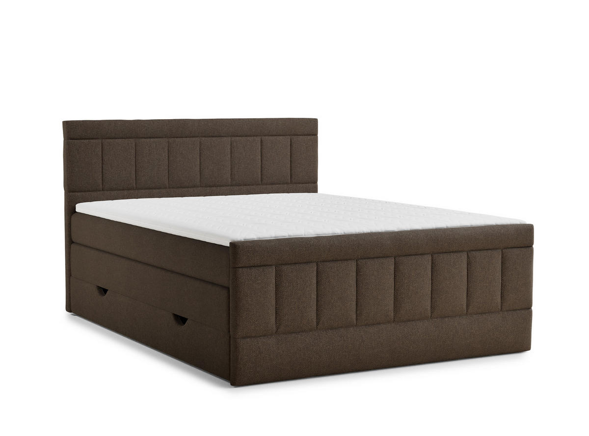 BOXSPRINGBETT Caya 140/200 cm, in Braun, Bettkasten, Matratze, Topper - Schwarz/Braun, Holz/Holzwerkstoff (140/200cm) - Maison de Reve