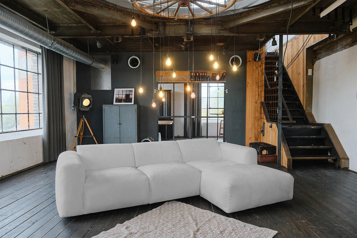 ECKSOFA VALAR Silber Webstoff - Silberfarben/Schwarz, Textil (280/165cm) - KAWOLA