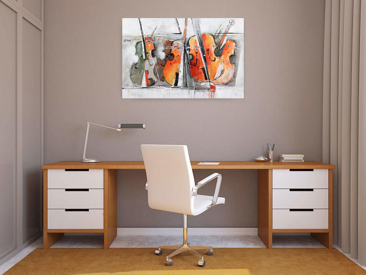 ACRYLBILD HANDGEMALT 120/80 cm - Orange/Grau, Holz/Textil (2/80cm) - KUNSTLOFT