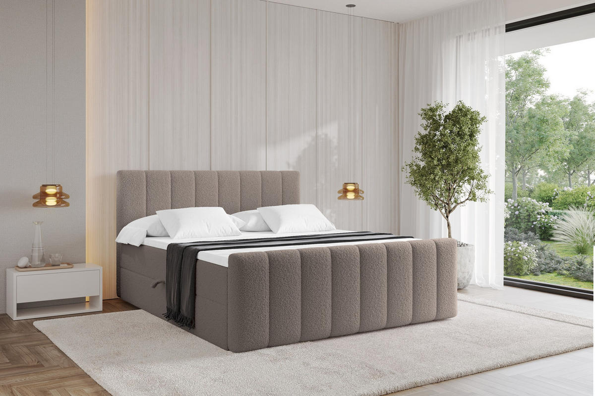 KONTINENTÁLNÍ POSTEL s matrací H3 - OTTA-Z - 120x200 cm Hnědá - hnědá, kompozitní dřevo (120/200cm) - ALTDECOR