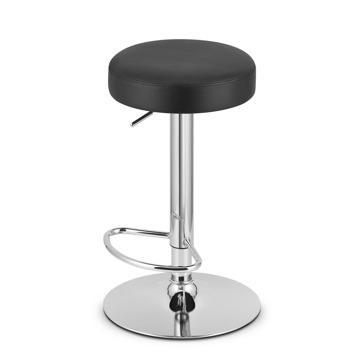 BARHOCKER 2-er Set ROJST ECO schwarzer Sitz, Chrombasis - Schwarz, Leder (38/83/38cm) - Valora