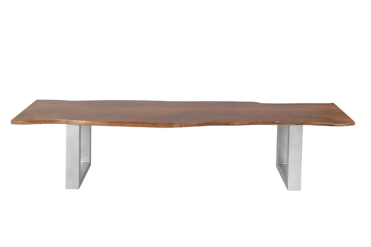 SITZBANK NOAH - Silberfarben/Braun, Holz/Metall (220/47/42cm) - SAM