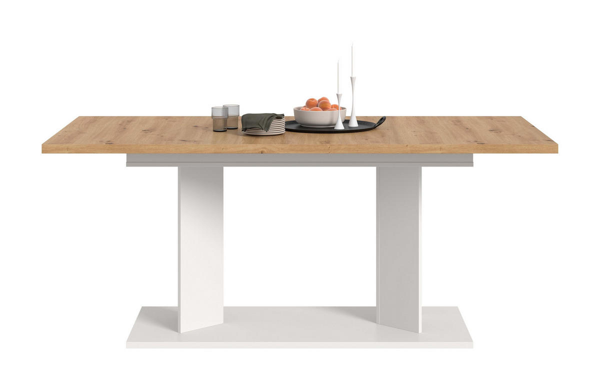 ESSTISCH Gunnar (B/H/T: ca. 220/76/100 cm) in weiß/Artisan Eiche Nachbildung - Weiß, Holzwerkstoff (100/220/76cm)