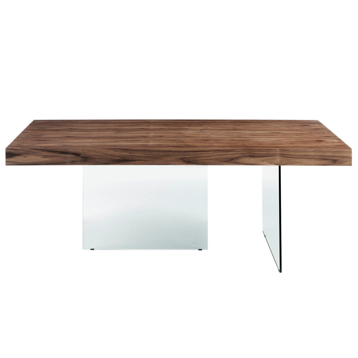 ESSTISCH Esstisch Rechteckig Walnuss aus gehärtetes Glas 200/100/75 cm - Transparent/Walnussfarben, Glas/Holz (100/200/75cm) - ANGEL CERDA