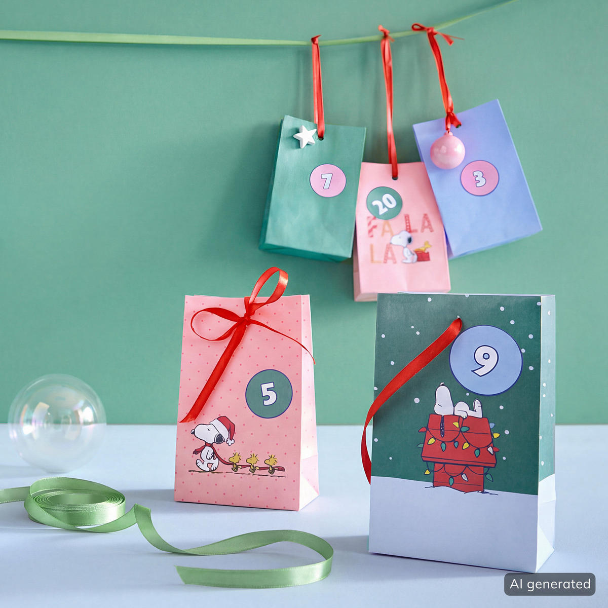 ADVENTSKALENDER-SET Peanuts - Multicolor, Papier (22/2/17cm) - Butlers