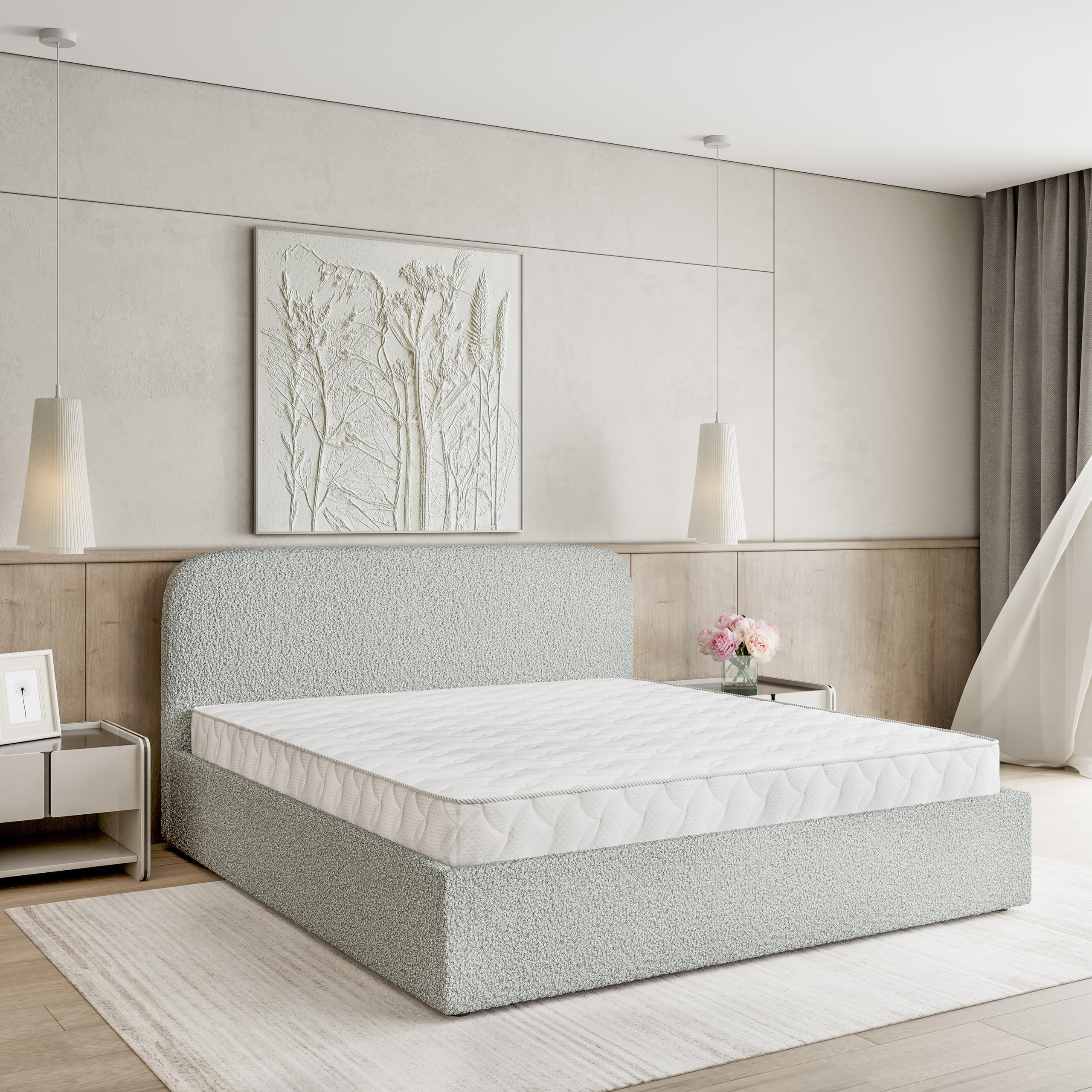 POLSTERBETT RENIVE 140x200 cm mit Bettkästen - Hellgrau - Hellgrau, Holz (140/200cm) - MASSENO