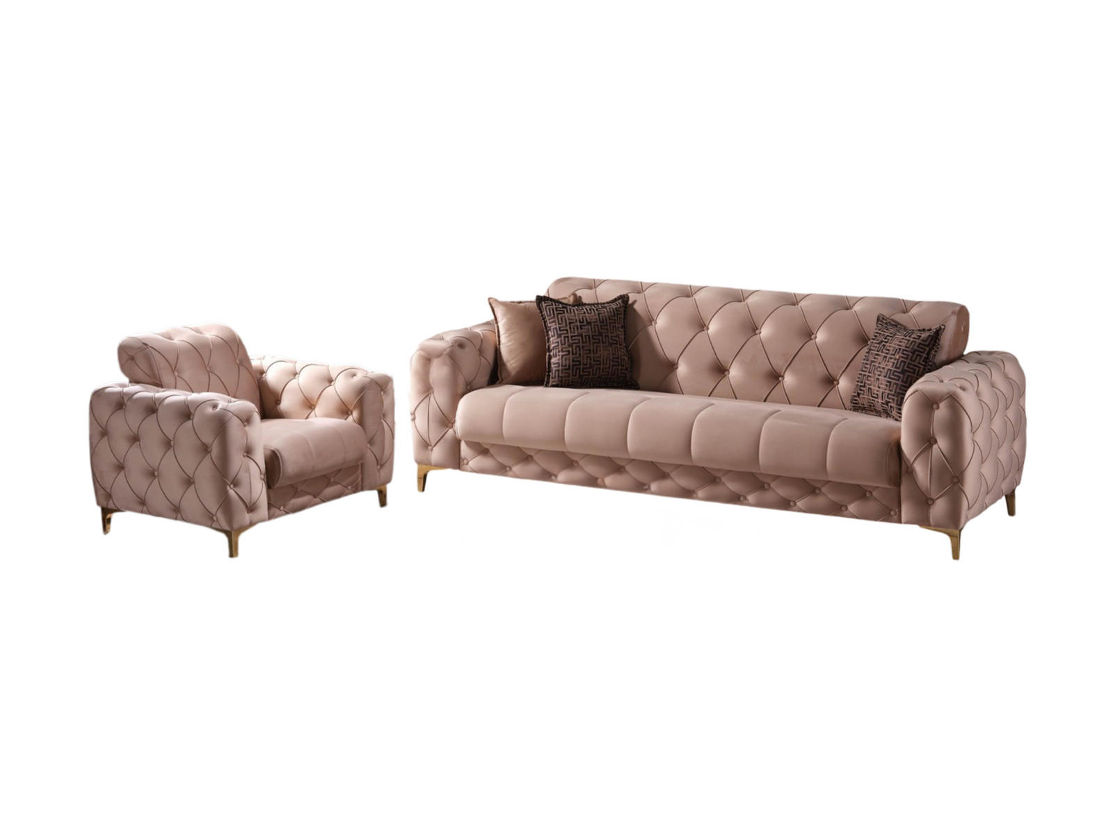 SITZGARNITUR Acelya, Beige Stellvariante 3+1 - Beige, Holzwerkstoff/Kunststoff (245/80/100cm)