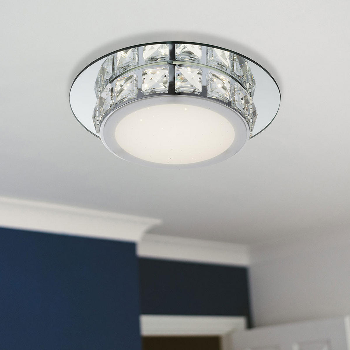 LED DECKENLEUCHTE Metall Opal Silber - Silberfarben, Glas (25/25/7cm)