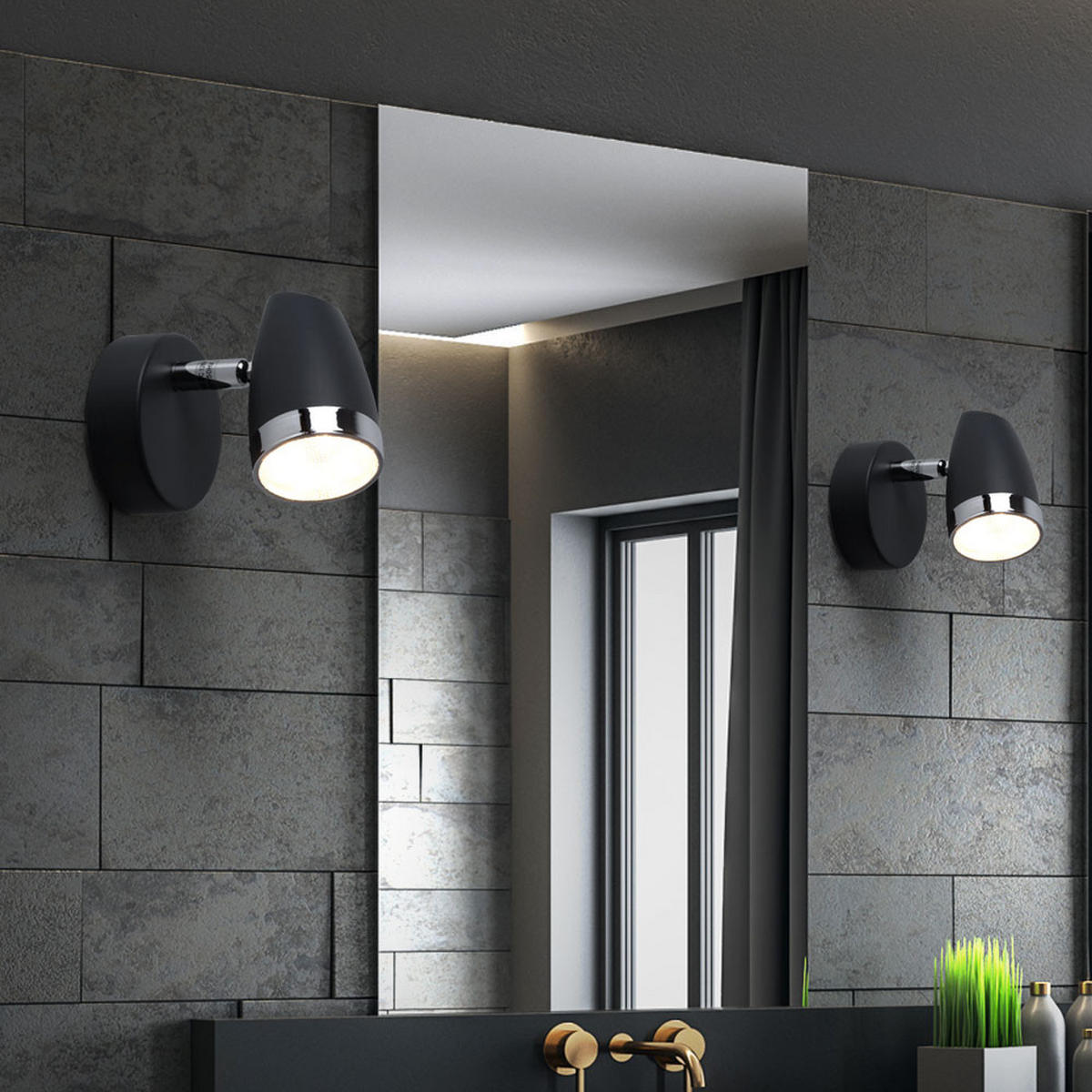 LED WANDLEUCHTE NERO Anthrazit 2er Set - Anthrazit, Metall (8/9/13.5cm)