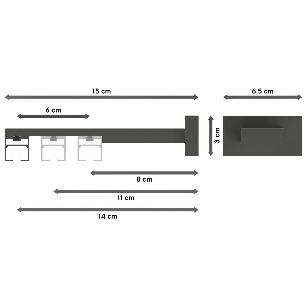 GARDINENSTANGE INNENLAUF Quadline (Multi) Cubes 540 cm (geteilt in 3 x 180 cm), 1-läufig, 20x20 mm Satin-Silber - Silberfarben, Metall (540cm) - INTERDECO