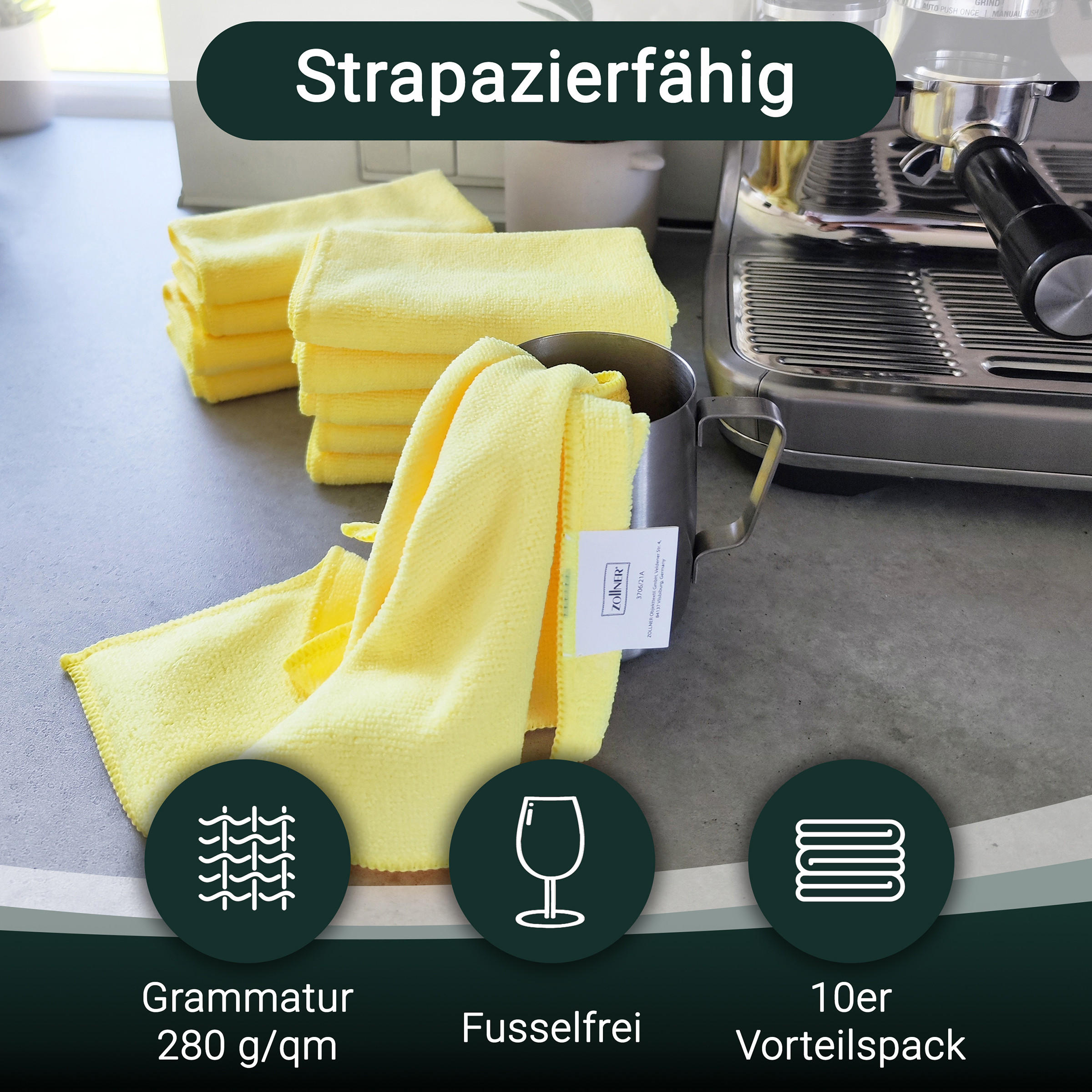 REINIGUNGSTÜCHER, 10er-Set, 40x40 cm, 80% Polyester, 20% Polyamid, Gelb - Gelb, Textil (40/40cm) - Zollner