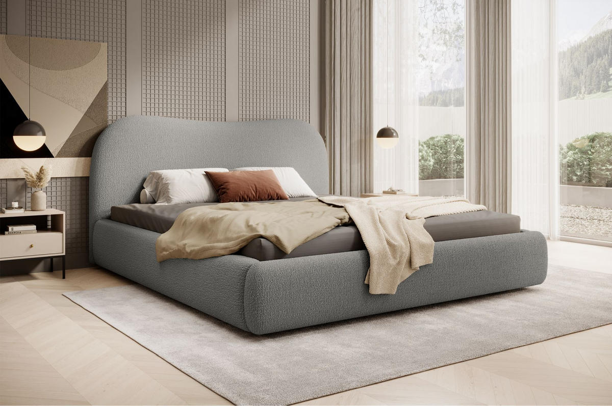 POLSTERBETT SIMSALO Dunkelgrau 180x200 cm - Dunkelgrau/Schwarz, Holz/Textil (180/200cm) - Selsey