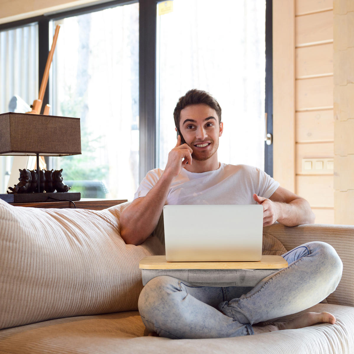 VANKÚŠ na laptop - viacfarebná, drevo/textil (36/51/8cm) - Relaxdays