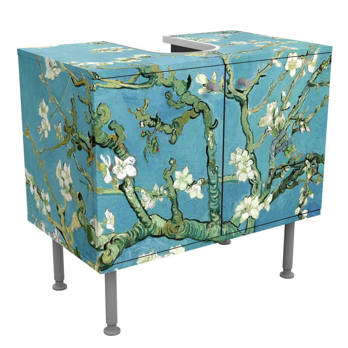 WASCHBECKENUNTERSCHRANK Vincent van Gogh - Mandelblüte 60/55/35 cm - Blau, Holzwerkstoff (60/55cm) - Bilderwelten