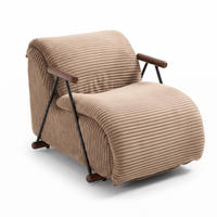 XXL-SESSEL mit Armlehnen, Cord Loungesessel, Ergonomisch, Hellbraun - Hellbraun, Textil/Metall (71/75/100cm) - LVHOM