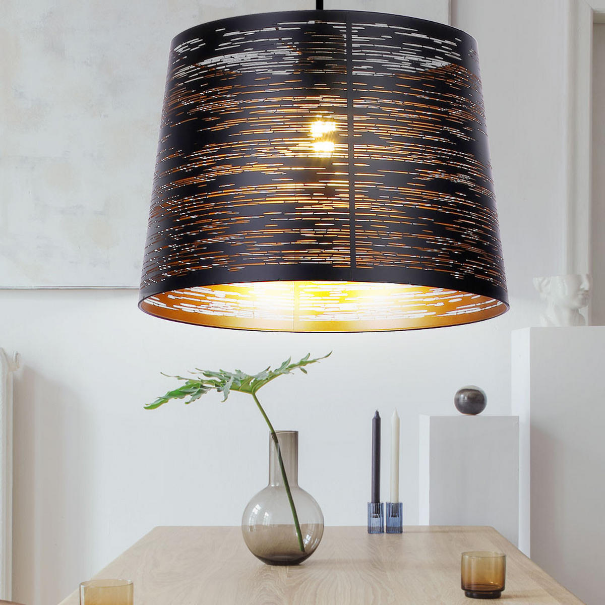 HÄNGELEUCHTE Metall Schwarz Goldfarben Rund - Schwarz, Metall (35/35/120cm) - Globo Lighting