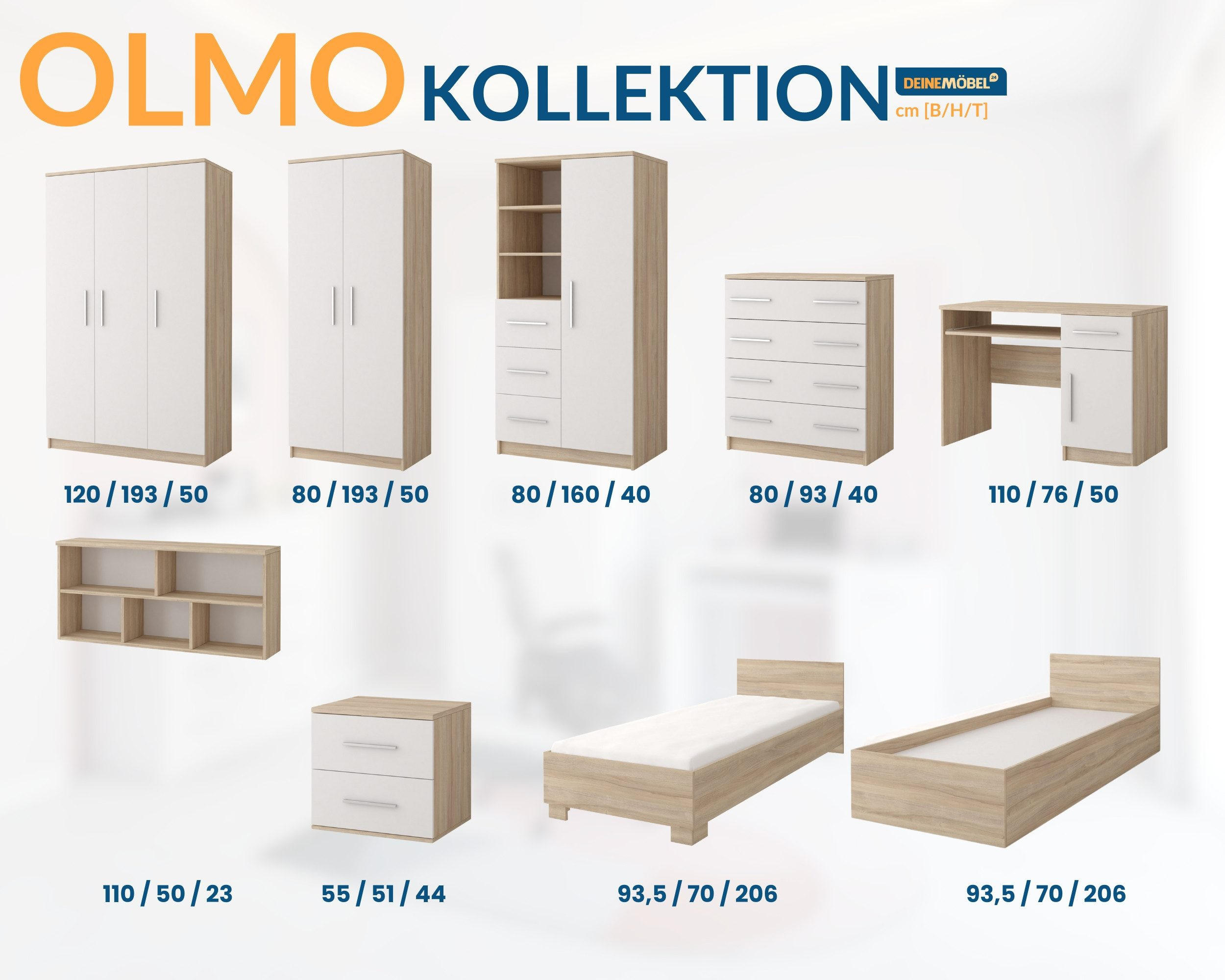 Thumbnail - Deine Möbel 24 Kinder-Wandregal, Sonoma Eiche, Holzwerkstoff, 110x55x27 cm, Kinder- & Jugendzimmer, Kindermöbel, Kinderr...