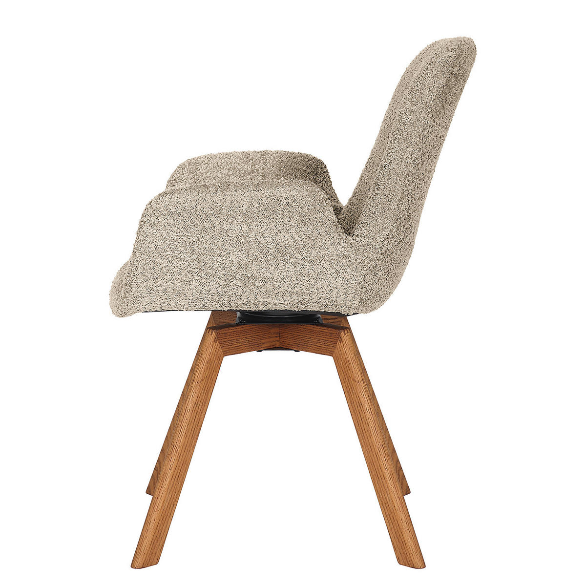 POLSTERSTUHL - Bouclé / Buche massiv - Eichefarben/Cappuccino, Holz (61/84/61cm) - home24