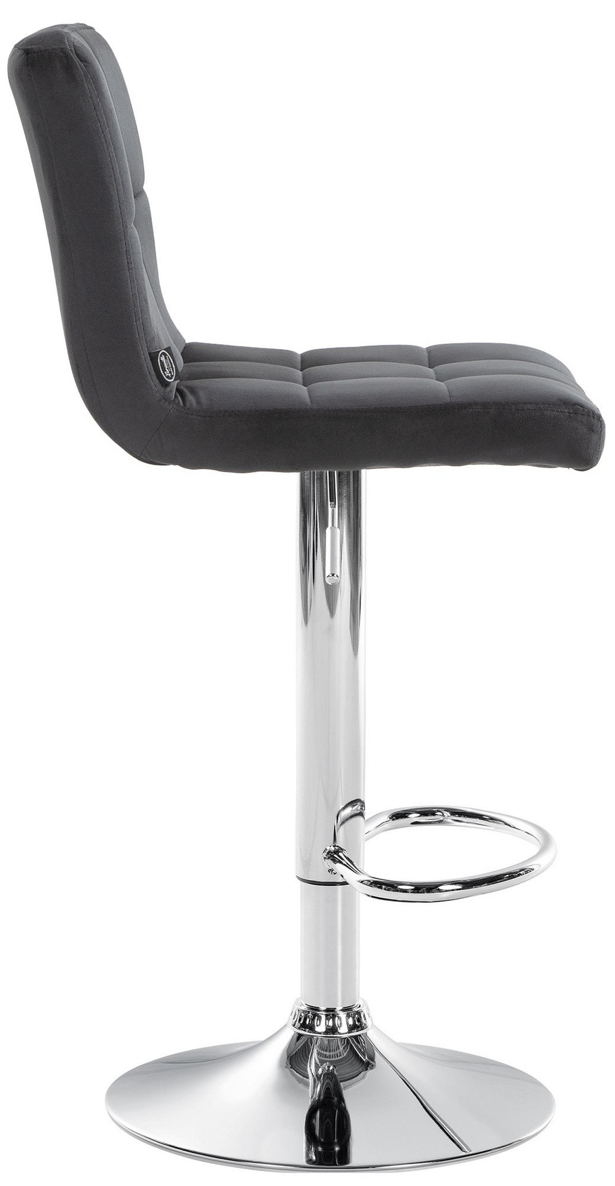 BARHOCKER Samt schwarz - Chromfarben/Schwarz, Textil/Metall (46/94/47cm) - CLP