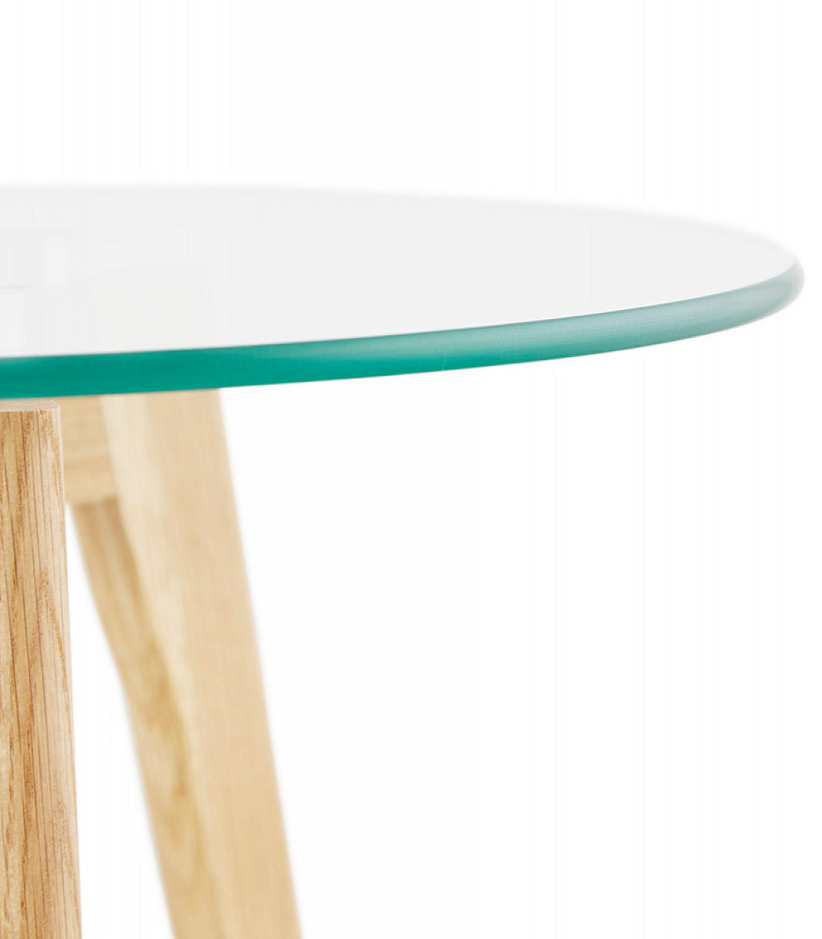 COUCHTISCH Holz Glas Rund Modern Skandinavisches Design Kompakt 80x80x45cm - Eichefarben/Transparent, Glas/Eichenholz (50/50/45cm) - KADIMA DESIGN