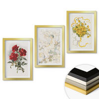 WANDBILDER 3er Set - 20x30 cm Goldrahmen - Rosen rot-weiße Form - Goldfarben, Kunststoff (20/30cm) - ArtPrintCave