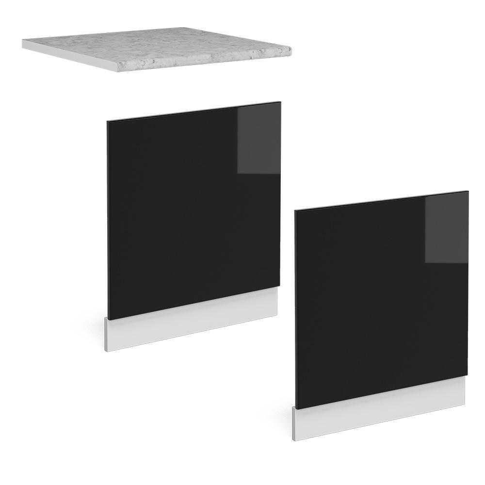 FRONTBLENDE R-Line Schwarz Hochglanz 60 cm, AP Marmor - Schwarz Hochglanz/Schwarz, Holzwerkstoff (60/57.2/1.6cm) - Vicco