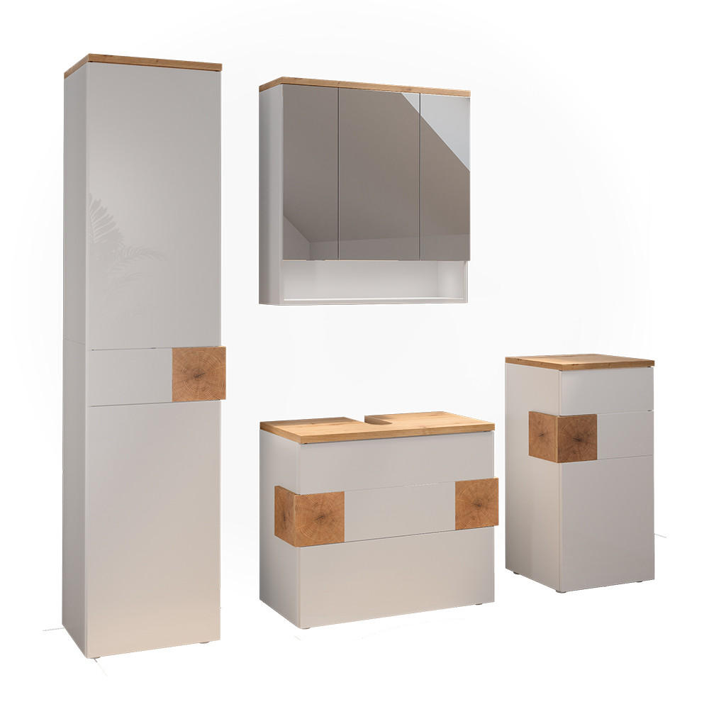 BADRUMSMÖBELSET Eden Vit högblank 4 delar Vit högglans 64.5/70/37 cm