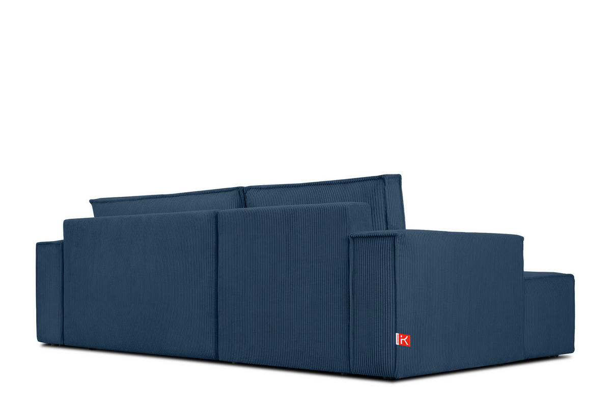 ECKSCHLAFSOFA-LINKS NAPI in Pet Friendly Cord-Stoff, marineblau - Blau/Schwarz, Textil (262/148cm) - KONSIMO®