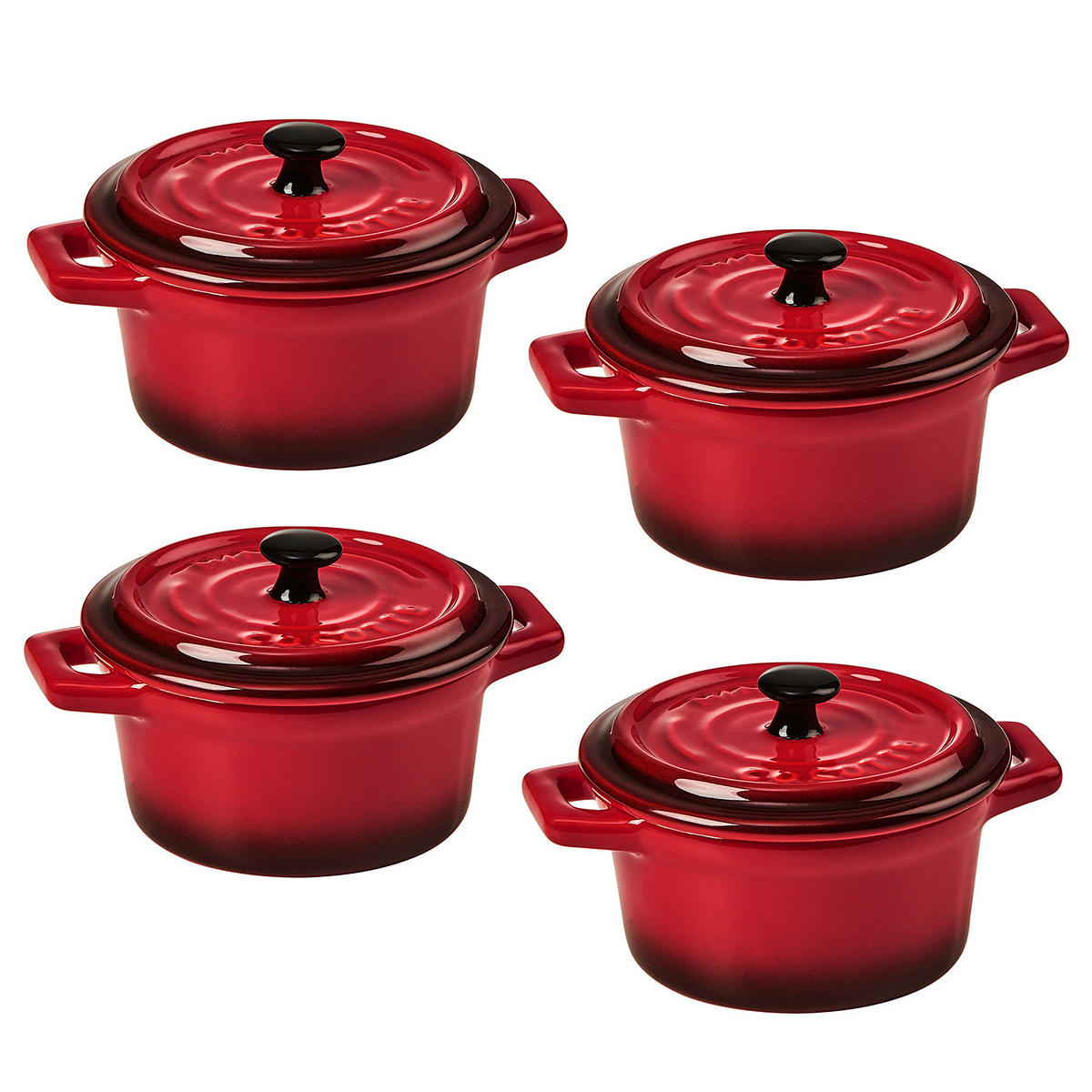 MINI-AUFLAUFFORM (4er Set) C'est Si Bon - Rot, Stein (14/9/7cm) - Butlers