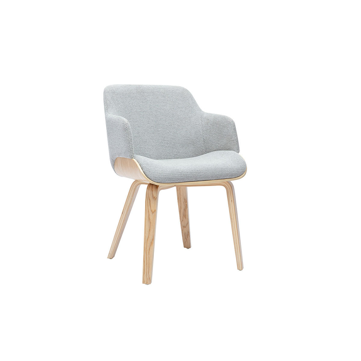 STUHL aus grauem Chenille-Stoff und hellem Holz EARL - Grau, Textil (58/81/54cm) - Miliboo