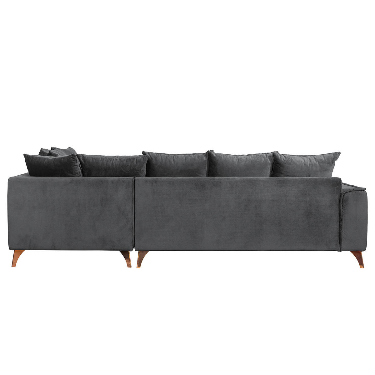ECKSOFA mit Ottomane - Samt - Schwarz, Textil/Metall (288/245cm) - home24