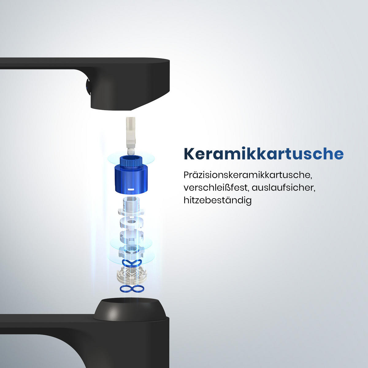 WASCHTISCHARMATUR aus 4MS-Messing Schwarz 21,5 cm - Schwarz, Metall (21.5/4.9/26.9cm) - EMKE