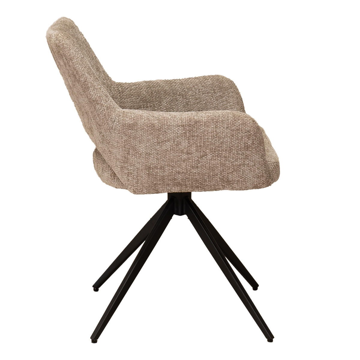 ESSZIMMERSTUHL 2er Set drehbar aus Stoff, beige - Beige/Schwarz, Textil/Metall (62/80/60cm) - Giga Meubel