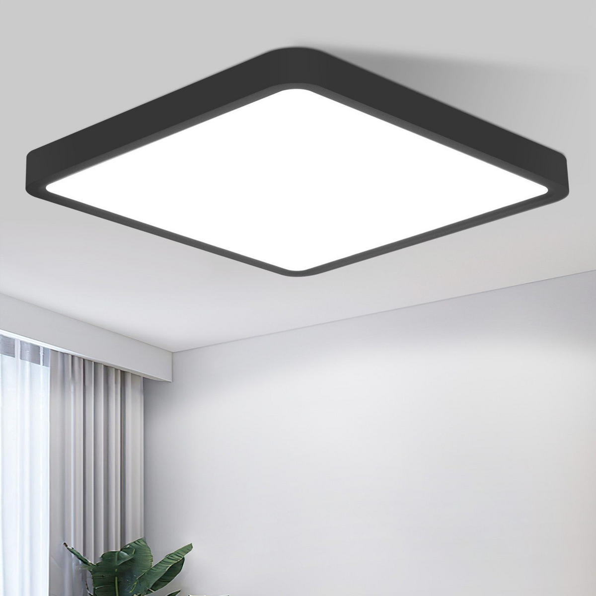 LED-DECKENLEUCHTE Luhn 23/23/2.4cm - Schwarz, Kunststoff (23/23/2.4cm) - Nettlife