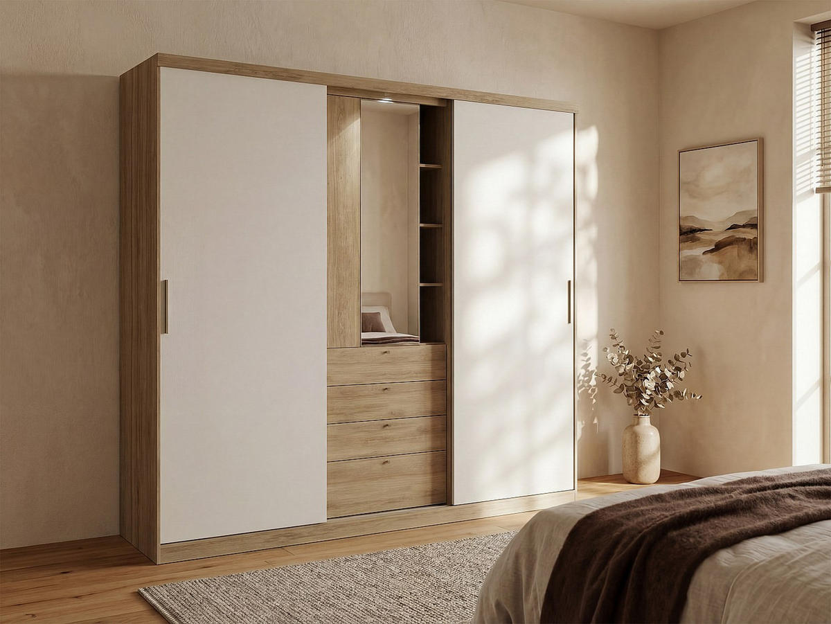 KLEIDERSCHRANK - 240 cm x 53 cm - Holz, Platte - Naturfarben Hell BODIL - Naturfarben, Holz (240/231/53cm) - Vente-Unique