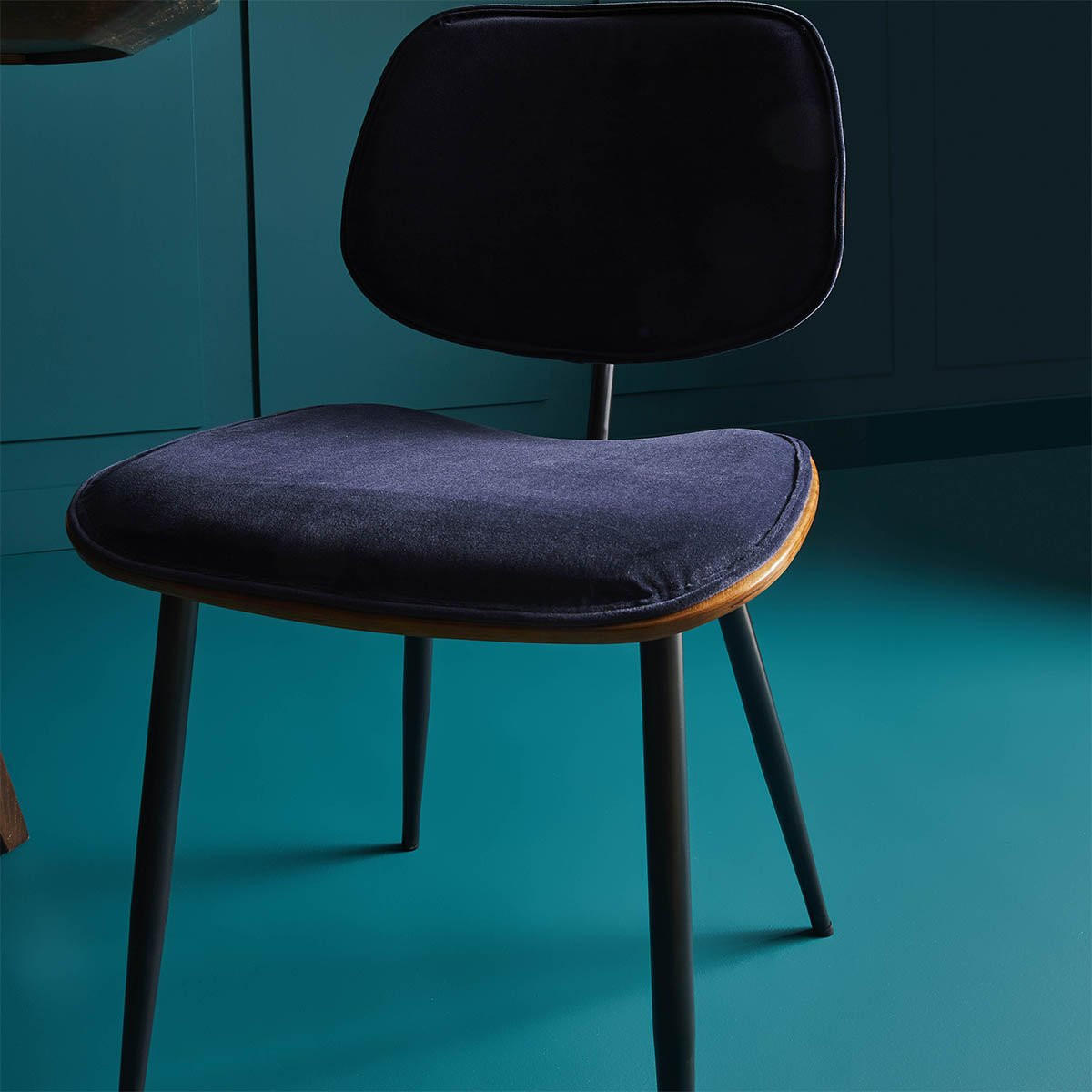 VELOURS-STÜHLE im 2er-Set mit Holz-Finish - Olympia - Blau, Holz (76.5/76.5/46cm) - Signature
