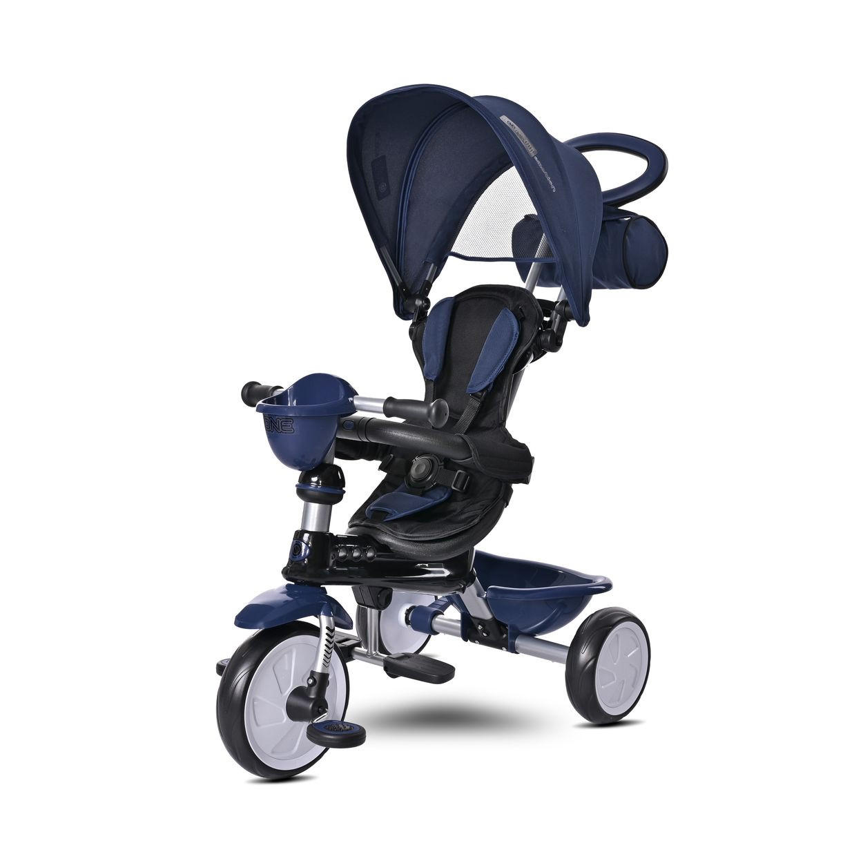 DREIRAD One 3 in 1 dunkelblau EVA-Reifen Schiebestange Anti-Rutsch Pedale umbaubar - Dunkelblau, Metall (70/50/96cm) - Lorelli