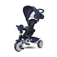 DREIRAD One 3 in 1 dunkelblau EVA-Reifen Schiebestange Anti-Rutsch Pedale umbaubar - Dunkelblau, Metall (70/50/96cm) - Lorelli