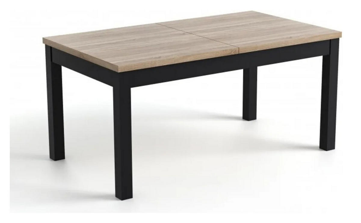 ESSZIMMERTISCH ROSA, ausziehbarer Tisch, Größe: 80 x 80 cm bis 120 cm, Wohnzimmertisch Farbe: Hellbraun, mit Holzbeinen in Farbe Schwarz - Schwarz/Sonoma Eiche, Holzwerkstoff (80/80/76cm) - Sepro Meble